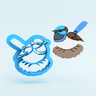 Embossed Blue Wren with Nest - Polymer Clay Cutter