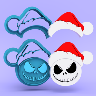 Skeleton With Christmas Hat - Polymer Clay Cutters