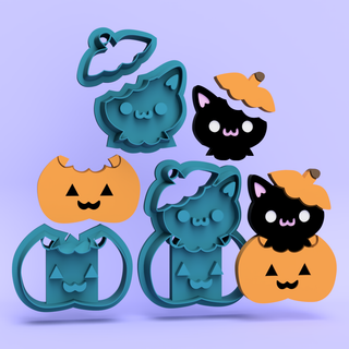 Cat in Pumpkin - Polymer Clay Cutters