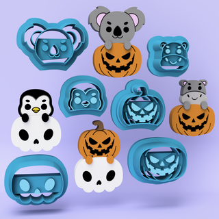 Animals On Pumpkins or Skulls - Polymer Clay Cutters