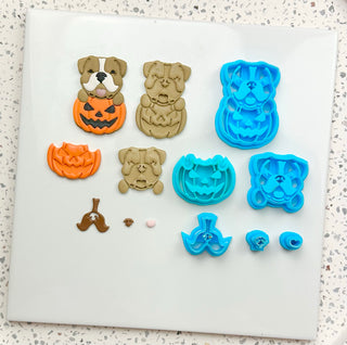 Bulldog on Pumpkin - Polymer Clay Cutters