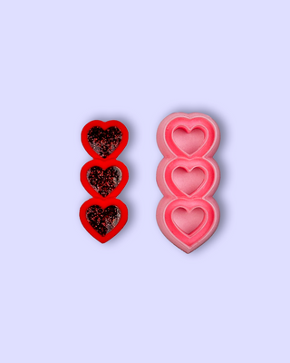 Triple Heart Cut-Out - Polymer Clay Cutter