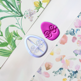 Easter Egg with Bow Imprint Polymer Clay Cutter