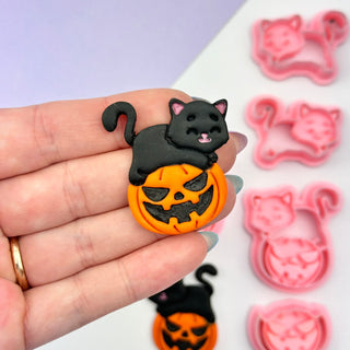 Cat Lying on Pumpkin - Polymer Clay Cutters