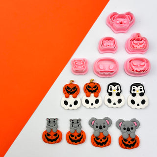 Animals On Pumpkins or Skulls - Polymer Clay Cutters