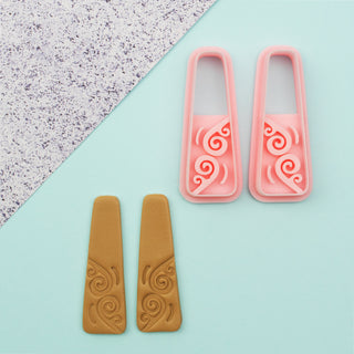 Long Rounded Rectangle with Decal Imprint Polymer Clay Cutter