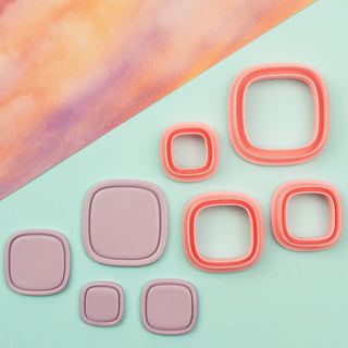 Rounded Squares with Imprint Polymer Clay Cutter